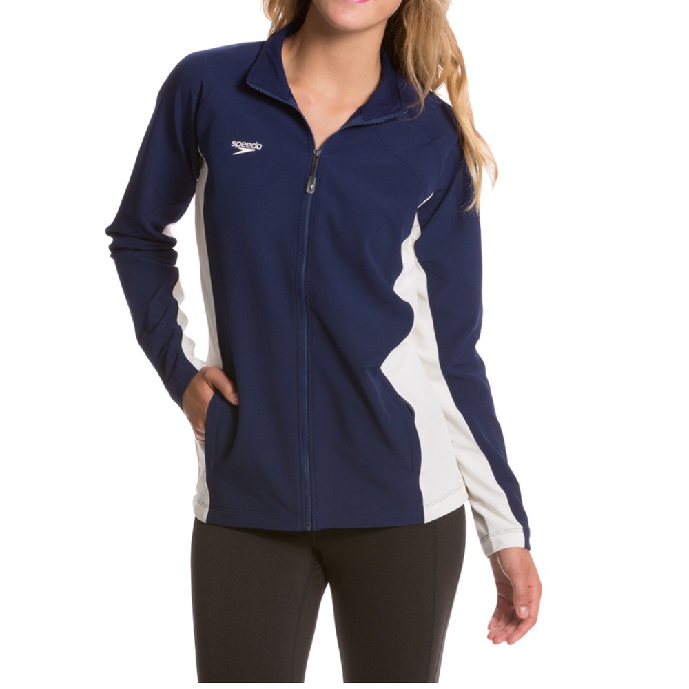 Speedo Boom Force Blue and White Athletic Warm Up Jacket 🆕